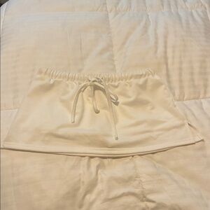 Cream Mini Skirt with Drawstring